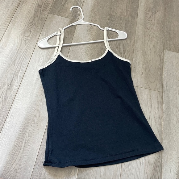 B Sides Tank Top cotton silk contrast trim cami womens Navy Blue (medium) basic - Picture 4 of 6